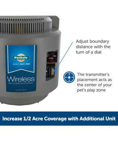 PetSafe Wireless Fence Pet Containment System + Extra Transmitter | Covers up to 1/2 Acre for Dogs over 3.6 kg - Buy Online on GoSupps.com