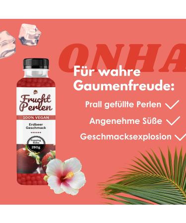 Onha Bubble Tea Pearl Set - 3 Skin Pack Popping Boba - 100% Vegan & Gluten-Free - Ready to Serve Strawberry Peach Apple Flavors - 270g Each - Buy Online on GoSupps.com