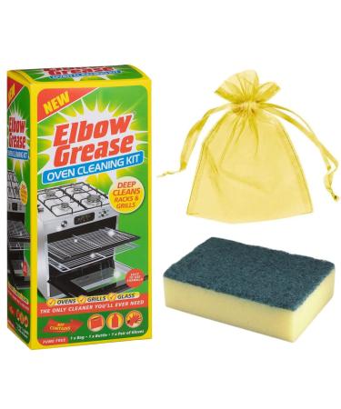 Elbow Grease Oven Cleaning Kit 500ml Contains: 1 x Bottle 1 x Bag 1 X Pair of Gloves + 1 Cleaning Sponge Scourer + Our Gift for You: Organza Bag Size 9x7x0.1cm
