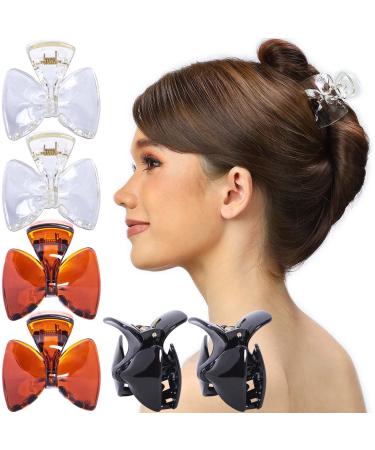 RC Roche 6 pieces plastic loop hair clips hair grinding plastic for women girls with teeth styling medium black and white medium - 6 pieces transparent brown and black