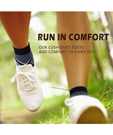 NEWZILL Cushioned Ankle Compression Socks for Men & Women - Low Cut Running Socks with Ankle Support (Large, Black/Grey) - Buy Online on GoSupps.com