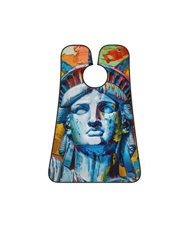 Statue of Liberty oil painting Print Beard Bib Apron Non-Stick Beard Men's Hair Catcher for Shaving Gifts for Men. One Size Black3