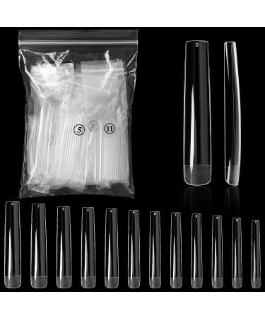 Ranrose 120PCS XXXL Clear Square Coffin Nail Tips - Extra Long Straight Acrylic False Press On Nails for Ballerina Style - Includes Storage Bag - Buy Online on GoSupps.com