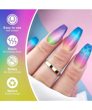 Gradient Color Nail Wraps 8 Sheet Set with Nail File & Scissors - Multicoloured Nail Art Strips for Women & Girls - Buy Online on GoSupps.com