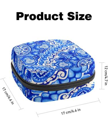 GIAPB Period Bag - Blue Art Flower Pattern Period Pouch & Makeup Travel Bag - Buy Online on GoSupps.com