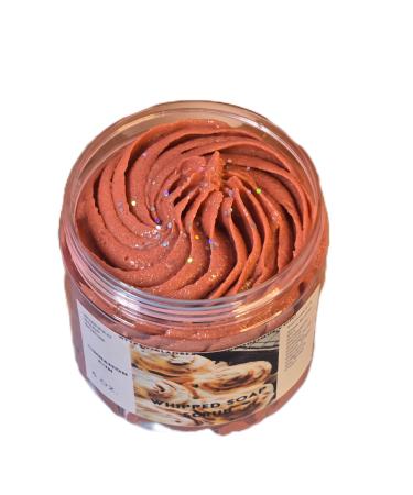 Cinnamon Bun Whipped Foaming Shea Butter Sugar Scrub. Exfoliating Body Wash & Scrub. All Natural Shea Butter Whipped Soap. Shaving Cream. (6 oz)