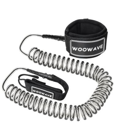 WOOWAVE SUP Leash Premium Stand Up Paddle Board Surfboard Leash Coiled 8/10 feet Stay on Board with Waterproof Wallet/Phone Case Clear Black Core 8ft & 7mm
