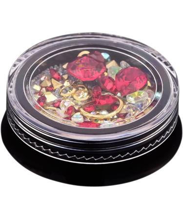 rieder 2 Box 3D Nail Jewelry Colorful Mixed Acrylic Tip Diamond Flat Jewel Stone Nail Rhinestone Manicure DIY Nail Art Decoration (Big Red White AB Shaped Diamond 1 each) - Buy Online on GoSupps.com