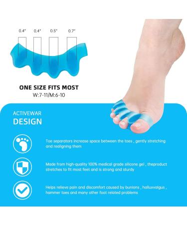 4-Piece Silicone Toe Spreader - Hallux Valgus Correction & Hammer Toe Separator for Pedicure & Toe Alignment - Buy Online on GoSupps.com