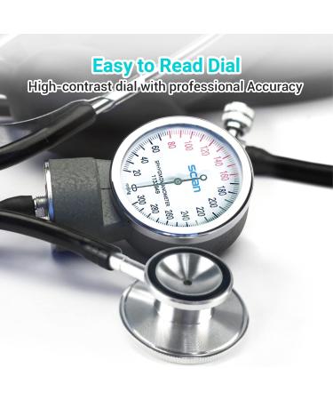 Scian Manual Blood Pressure Cuff Aneroid Sphygmomanometer with Adult Cuff and Dual Head Stethoscope - Professional BP Kit for Nurses & Doctors in Black - Buy Online on GoSupps.com
