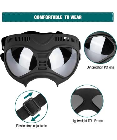 Ownpets Anti-UV Dog Glasses | Adjustable Sunglasses for Medium & Large Dogs | Windproof Design | Black Frame with Silver Lens - Buy Online on GoSupps.com