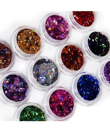 Sanwood Glitter Powder & Sequins for Nail Art - 12-Piece Multi-Color Set | International Shipping Available - Buy Online on GoSupps.com