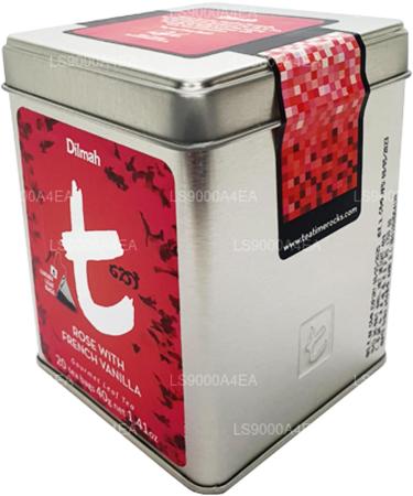 Dilmah Rose with French Vanilla Tea 20 Luxury Tea Bags in Tin Caddy - Dilmah Exceptional Real Leaf Tea Pure Ceylon French Vanila Tea Box - Buy Online on GoSupps.com