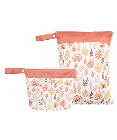 Maeau 2 pieces Wetbag fabric diapers diaper bag Baby Wetbag organizer bags nasal pockets kindergarten wet bag reusable wetbag washable gym bag waterproof 20x28cm + 30x40cm 22 pattern 22 (20*28cm + 30cm)