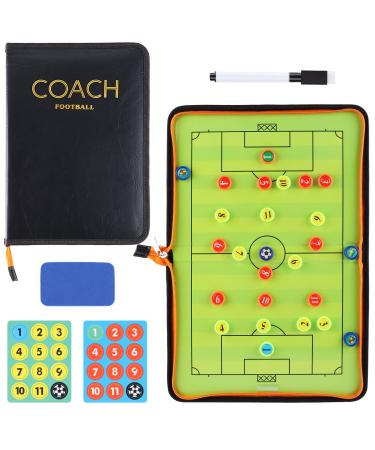 yeesport Soccer Board Coach,Magnetic Soccer Tactic Clipboard, Football Coaching Board Kit, Foldable Strategy Tactical Tool with Magnets Marker Pen Eraser Magnetic Markers