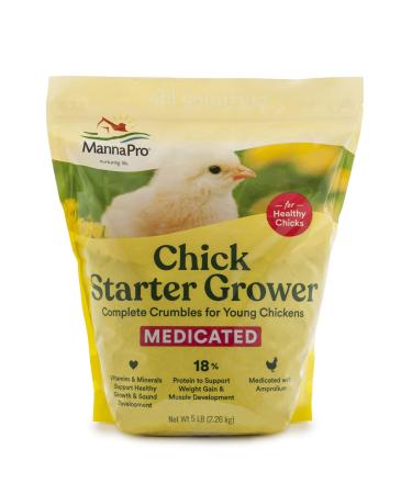 Manna Pro Organic Starter Crumble Complete Feed Medicated Chick Starter Grower 5 Pound (Pack of 1)
