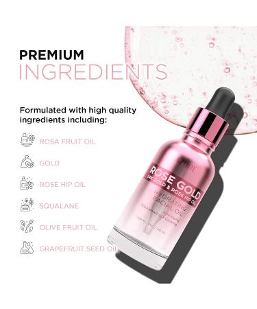 AZURE Rose Gold Hydrating Facial Oil | Anti Aging, Lifting & Firming | Reduces Wrinkles & Fine Lines | Calms & Revitalizes Skin | 50mL - Buy Online on GoSupps.com