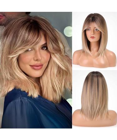 Shop Emmor Ashblonde Wigs with Curtain Bangs | Shoulder-Length Heat-Resistant Synthetic Wigs for Natural Everyday Use - Buy Online on GoSupps.com