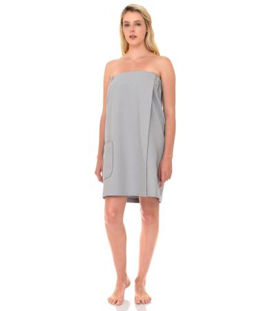 TowelSelections Women's Wrap  Shower and Bath Waffle Spa Towel Wrap Large/X-Large Harbor Mist Gray Large-X-Large Harbor Mist Gray