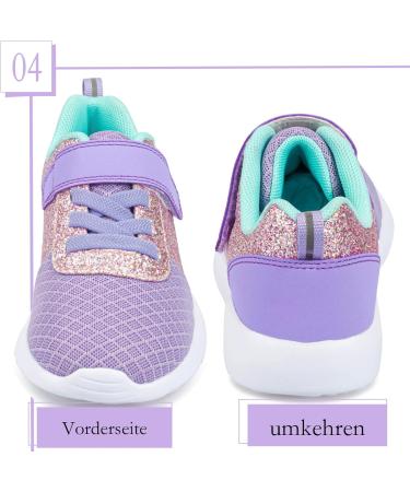 Girls Glitter Sneakers - Comfortable Sports Shoes for Kids | Velcro Fastener | 23 EU Violet Pink - Buy Online on GoSupps.com