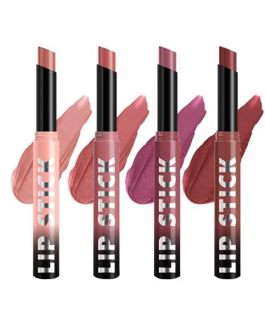 Generisch Set of 4 matte velvet lipsticks in 4 colors retractable lipstick (2g 4)