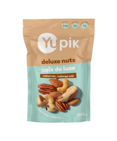 Yupik Roasted Salted Mixed Deluxe Nuts 200 g Kosher Gluten-free Non-GMO Savory Blend of Almonds Cashews Brazil Nuts Hazelnuts & Pecans Crunchy Trail Mix Nutritious Protein Snacks
