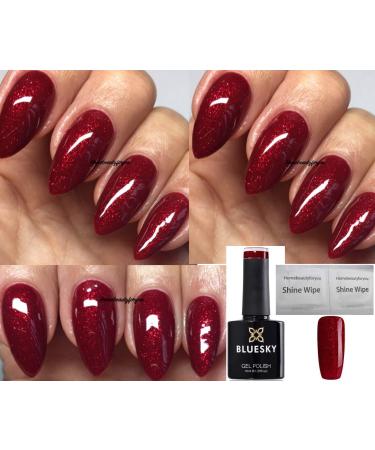 Bluesky Nail Gel Polish MISTLETOE KISSES Christmas Cherry Red with Fine Glitter UV LED Soak Off