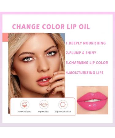 Magic Color Changing Lip Oil - 2Pcs Color Changing Lip Oil Moisturizing Lip Gloss Non-Sticky Color Changing Lip Oil for Girls and Women - Buy Online on GoSupps.com