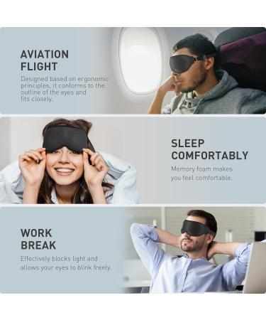 Lazebox 3D Contoured Cup Sleep Mask | Adjustable Strap, Soft Breathable Eye Cover | Blockout Light for Travel, Nap, Relaxation | Black-1 Pack - Buy Online on GoSupps.com