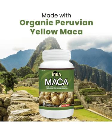InkaMaca - Organic Maca 800 mg 120 Vegetable Capsules - Maca Root Powder Supplement Pill for Men & Women Peru Maca - Buy Online on GoSupps.com