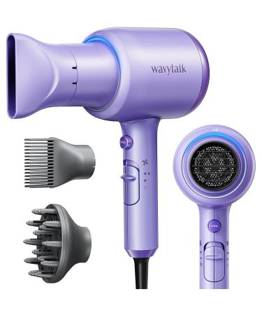 Wavytalk Hair Dryer with Comb 1875W Hair Blow Dryer with Diffuser Hair Dryer for Curly Hair Fast Drying Hair Care Purple