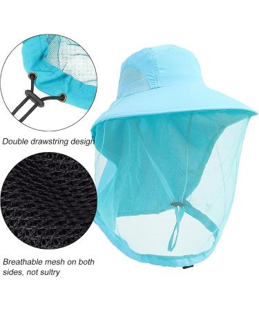 DRYIC Mosquito Head Net Mesh Hat - Extra Fine Holes Insect Netting Bug Face Shield Sun Protection Bug Bee Keeper Outdoor Fishing Hiking Camping Gardening Blue - Buy Online on GoSupps.com