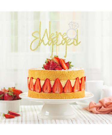 Sotpot Gold Engagement Cake Topper - Glitter Decoration for Bridal Shower, Bachelorette, Wedding Theme Party - Buy Online on GoSupps.com
