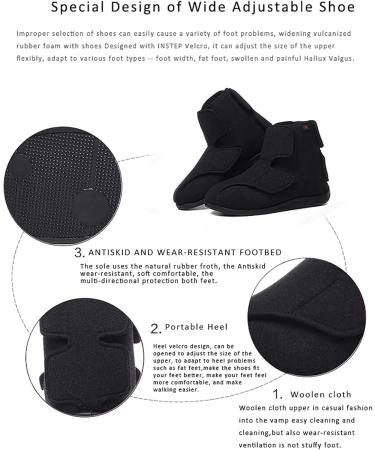 Diabetic Edema Shoes for Men - Adjustable Open Toe Slippers for Swollen Feet | Plantar Fasciitis Foam Slippers - Size 9.5 Black - Buy Online on GoSupps.com