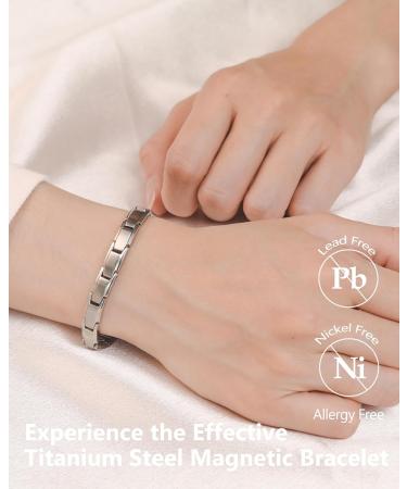 Jeracol Titanstahl Magnetic Hard Band for Women | Adjustable 3500 Gauss Magnetic Bracelet with Distance Tools | Silver Jewelry - Buy Online on GoSupps.com