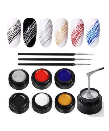 6 Colors Spider Gel  XINLLAN Painting Elastic Drawing Spider Gel   Soak off UV LED Gel Polish  Drawing Nail Gel for Line  DIY Nail Art Manicure with Draw Brush