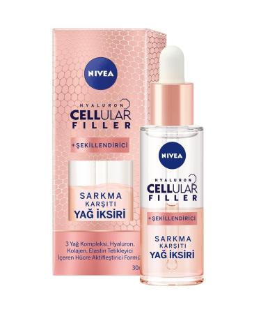 NIVEA Bi-Phase Hyaluron Cellular Filler + Elasticity & Contour Oil Elixir Pack of 1 (1 x 30 ml) Anti-wrinkle oil for even facial skin moisturizing facial care