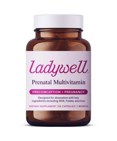 Ladywell Prenatal Multivitamin | Conception, Pregnancy & Postpartum | Key Ingredients Including DHA, Folate & Iron | Expertly-Formulated & Tested | Designed for Absorption with Nausea Support, 60 Ct 1