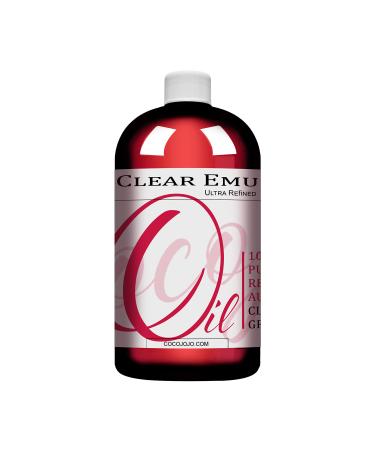 Clear Emu Oil - Pure  Australian  Ultra Refined  Ultra Clear Emu Oil - Fully Filtered  Undiluted Premium Grade Carrier Oil - 16 Ounces - For Skin Hair Nail Body Facial Care Light Nourishing Moisturize