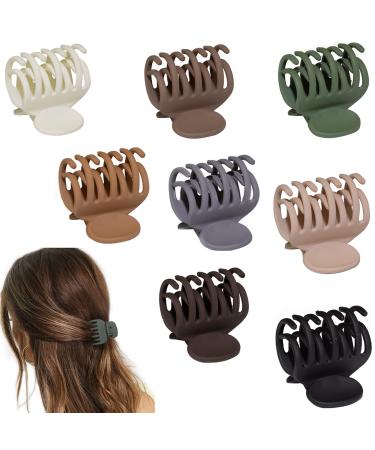 8PCS Claw Clips for Thin Hair Women  1.6 Small Claw Clips Matte Medium Hair Claw Clips for Thin Fine Thick Hair Strong Hold Double Row Teeth Hair Clips Cute Jaw Clamps Short Hair Styling Accessories Neutral Color