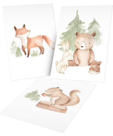 Olgs Baby Room Pictures Set | A4 Children's Room Decor | Premium Animal Wall Posters | Fox Rabbit Bear & More | Ideal for Boys & Girls - Buy Online on GoSupps.com