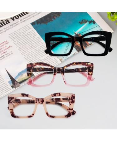 Buy KoKoBin Oprah Oversized Square Reading Glasses - Stylish Computer Glasses with Spring Hinges in Black Pink Leopard & Pink - 2 Diopters - International Shipping Available - Buy Online on GoSupps.com