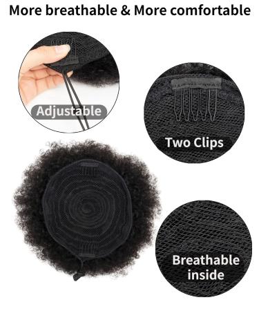 Kids Hair Puff 4 Inch Drawstring Ponytail Pack of 2 - Natural Black Afro Puff for Black Women and Kids - Human Hair Mini Afro Puffs - Buy Online on GoSupps.com