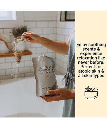 DANS UN JARDIN Trio Bath Salts - Made in Canada - Lavender Eucalyptus and Chamomile - K lm Rose Petals & Good Night - Relaxing Detoxifying and Regenerating - Vegan - Skin-Friendly Gift - 3x400gr - Buy Online on GoSupps.com