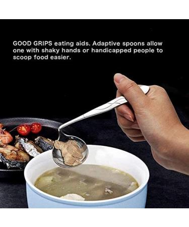 Adaptive Curved Utensils Stainless Steel Adaptive Eating Aid Anti-Shake Angled Spoon for Elderly Parkinson Arthritis & Handicap Left - Buy Online on GoSupps.com