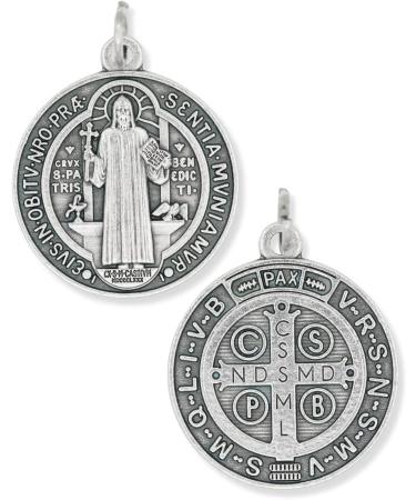 Bulk Pack of 5 - 1 1/4 Inch Silver Oxidized St. Benedict Medal Pendant Set - Catholic Jewelry Made in Italy - Buy Online on GoSupps.com