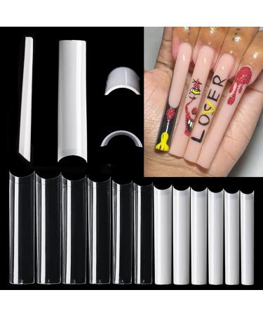 NO C Curve Square Nail Tips - 600pcs XXXL Clear Long False Nails - Yimart Half Cover Natural Extra Long Fake Nails - Buy Online on GoSupps.com