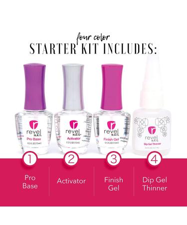Revel Nail Dip Powder Starter Kit - Pretty in Pink (4 Colors) with Base, Activator, & Top Coat - DIY Home Salon Manicure Set - Buy Online on GoSupps.com