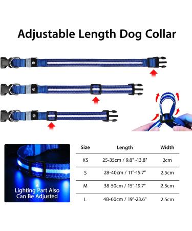 Masbrill Luminous LED Dog Collar - Waterproof & Adjustable Safety Band with 3 Flashing Lights for Small to Large Dogs (Blue XS 25-35cm) - Buy Online on GoSupps.com