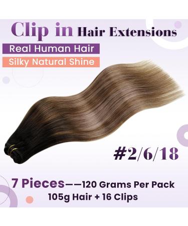 Buy Laavoo Real Hair Extensions | Ombre Brown Clip-In Balayage 50cm 105g - #2/6/18 - Buy Online on GoSupps.com